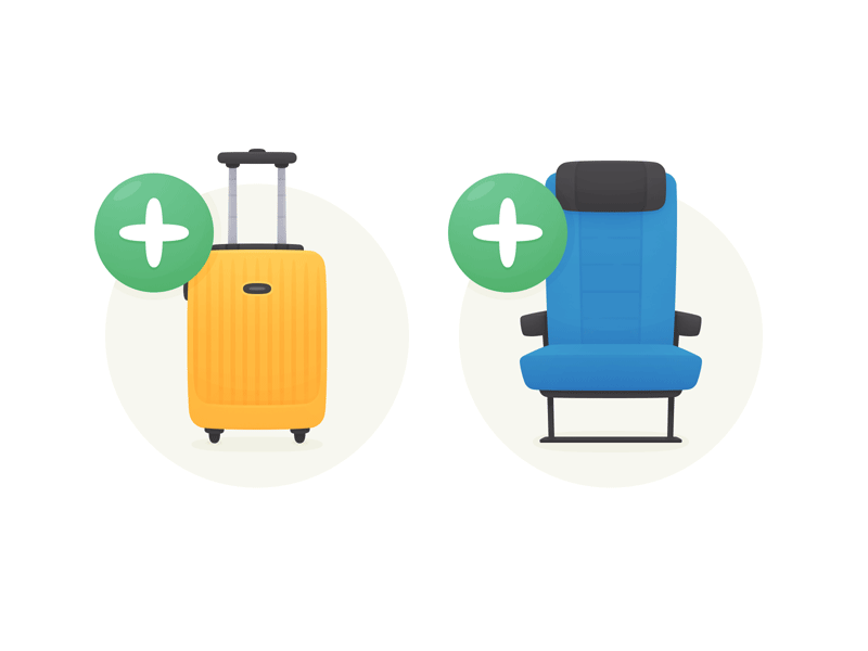 Basic Economy Icons basic economy hopper icons illustrations luggage seat travel