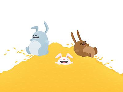 Flagship Video - Bunnies bunnies cute flagship gold hopper illustration money pile playing video
