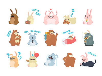 Message Stickers bunnies cute hopper illustration stickers travel