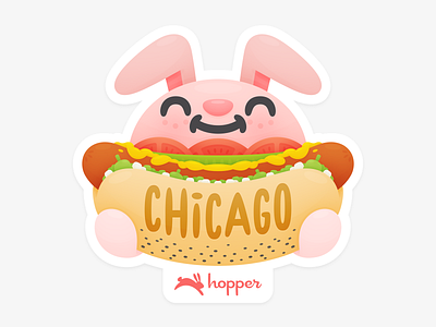 Chicago Sticker bunny chicago cute hopper hotdog sticker