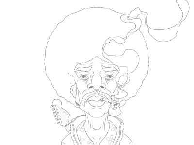 Hendrix Sketch afro boardroom caricature cartoon cigarette digital guitar holler illustration jimi hendrix joint moustache music musician portrait psychedelic singer sketch smoke smoking