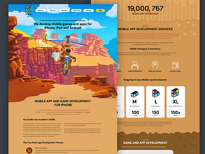Fan Studio - redesign cartoon design flat games illustrations landing page mobile user interface ux webdesign
