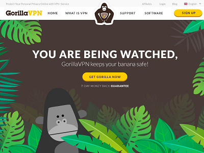 GorillaVPN animal creative design hero layout safety vpn web webdesign website