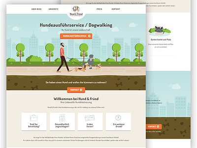 Hund & Fründ webdesign care city colorful dog flat health illustration pet pets ui ux webdesign