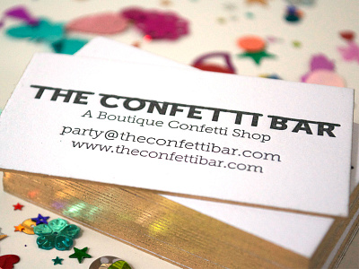 Letterpress Business Cards - The Confetti Bar business cards cards confetti gold letterpress white