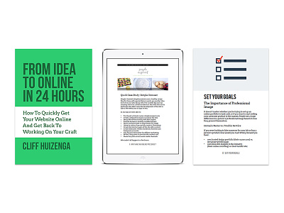 From Idea To Online In 24 Hours book business clean digital ebook flat green minimal white