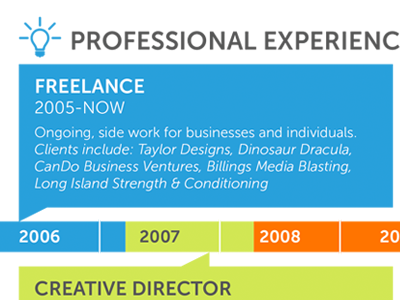 Professional Experience Timeline experience history icon infographic lightbulb professional resume solid colors timeline work