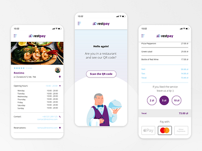 RestPay app fintech fintech branding minimal payment qrcode ui ux venture web