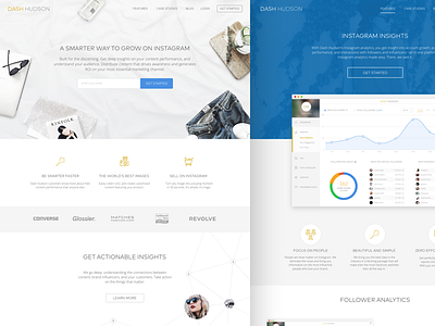 Dash Hudson Landing Page analytics clean flat instagram landing marketing minimal ui ux web