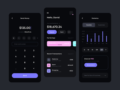 Banking App – Dark mode – Mobile App