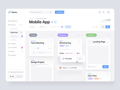 Taskez. – Light mode app brand brand identity branding clean concept dashboard design graphic design illustration interface logo minimal mobile task task managment ui ux web