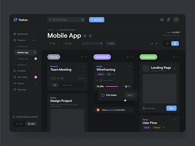 Taskez. – Dark mode app brand brand identity branding clean concept dashboard design graphic design illustration interface logo minimal mobile task managment ui ux web