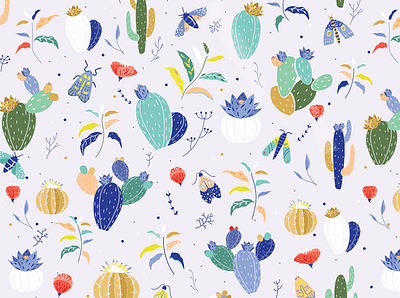 Wallpaper design glibett animals illustrated cactus colorful design illustraion illustration insect plant wallpaper