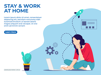 Stay and Work At Home 01 coronavirus covid 19 disease epidemic family flu home house illustration infection pandemic people protection quarantine safety self isolation stay at home stay home vector virus