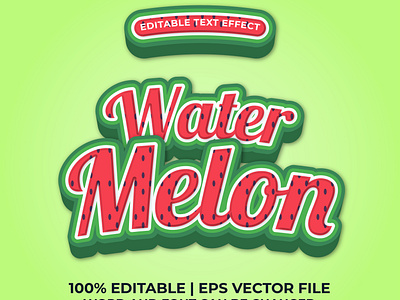 Fresh watermelon editable text effect premium vector