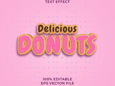 Delicious donuts editable text effect premium vector