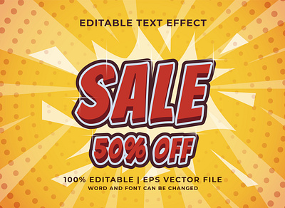 Sale 50% off text effect, editable text style big sale design editable flash sale graphic design hot sale illustration promotion sale text effect typography vector