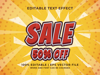 Sale 50% off text effect, editable text style