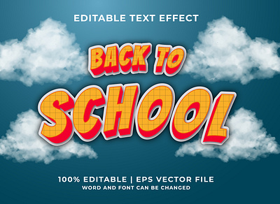 Back to school text, font style editable text effect 3d back to school design editable graphic design illustration logo text effect typography vector