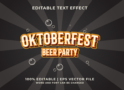 Oktoberfest beer party editable text effect banner beer design graphic design illustration label logo october oktoberfest party poster retro sign text effect typography vector vintage