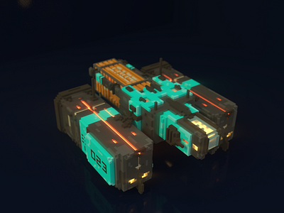 Container Spaceship 3d container magicavoxel sci fi space spaceship transport voxelart voxels