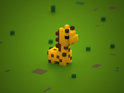 Tiny Giraffe 3d cute gigi giraffe magicavoxel mini zoo tiny voxelart voxels