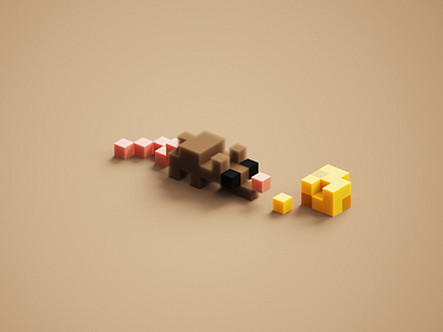 Tiny Rat 3d cheese cute magicavoxel mini mini zoo rat tiny voxelart voxels