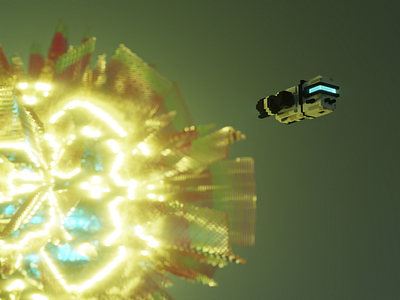 Exodus Part II 3d magicavoxel spaceship supernova voxel voxel art
