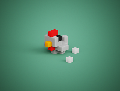 Tiny Chicken 3d chicken cute cute animals eggs hen magicavoxel mini mini zoo tiny voxelart voxels