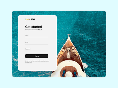 Yacht Club Registration Form concept dailyui dailyuichallenge yacht