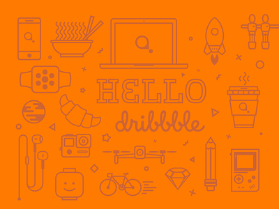 Hello Dribbble 🍊 app color debut design hello illustration mobile orange sketch team ui welcome