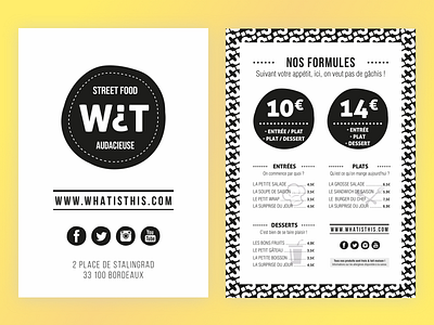 WIT Food Menu ⚫️ 🍽 branding design eat flat food graphic icons illustration logo logotype typography vector