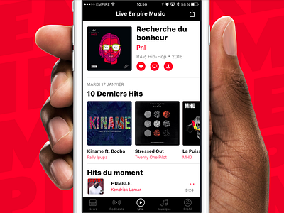 Live Radio 🎧 app application interface ios iphone mobile music player radio red ui web
