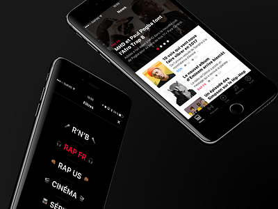 News Feed App Music 🚀 app application black interface ios iphone mobile mockup music news ui web