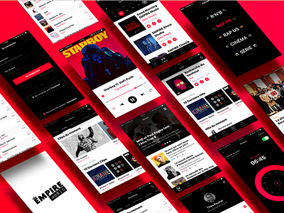 Full App Screen 🚨 application design feed interface ios iphone mobile mockup music news red ui