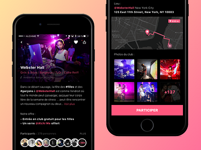 Clubs App - Events 🎉 app club color flat gradient interface ios iphone mobile pink ui ux