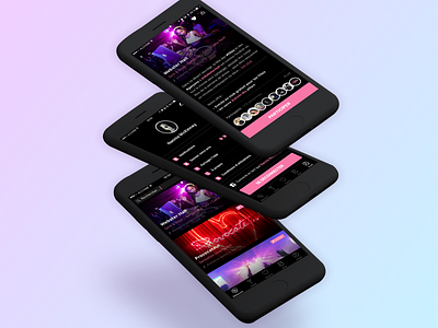 Clubs App - Events 🎉 app artboard gradient club color flat interface ios iphone mobile pink ui ux 3