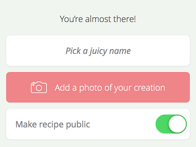 Juice app - Create Recipe