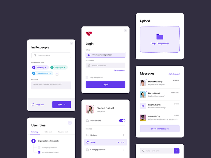 Dark & Light UI for Cards Components by Robin Holesinsky on Dribbble