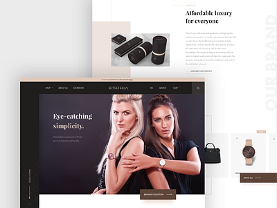 Esoria homepage concept design desktop fashion homepage packaging redesign shop ui ux