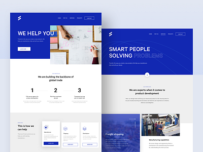 SPLY homepage + services page blue homepage landing landing page services shipping ui ux web webdesign