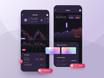 Crypto trading app app blockchain crypto finance mobile mobile app mobile app design purple trading ui ux