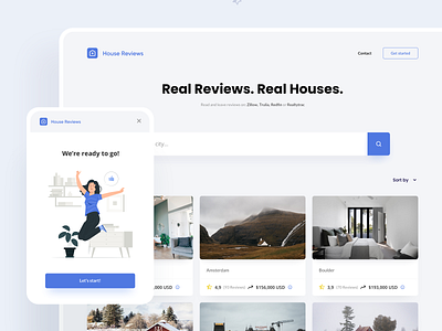 HouseReviews website concept comments design house houses logo rate real estate tiles ui website website design