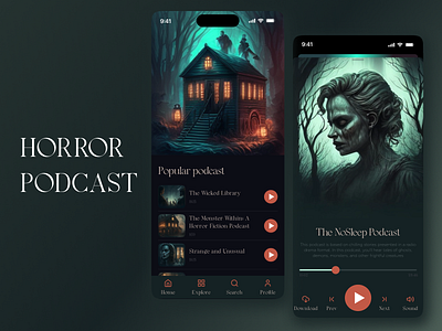Mobile App for horror podcast app design horror ios mobile app podcast ui ux