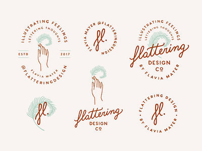 Flattering logo variations branding crest cursive custom type design feather hand illustration lettering logo