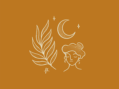 ✨ the Nature, the Universe and the Woman✨ girl icons illustration line art minimalist moon plant procreate texture vintage woman