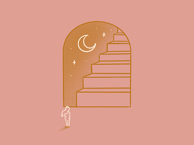 Steps for equality girl illustration line art moon mystical universe vintage window woman