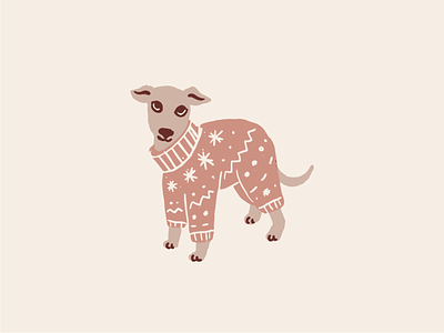 Stay at home christmas cute dog illustration jumper pajamas pets vector whippet