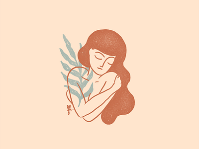 You are enough feminine hug illustration line nature self care vintage woman