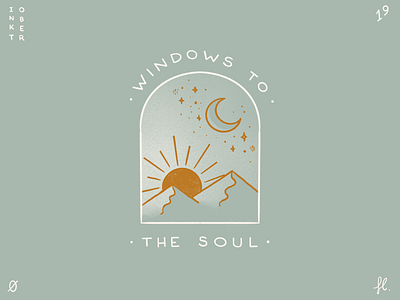 Windows to the soul collection illustration inktober logo moon mountains mystical outdoors procreate stars sun window